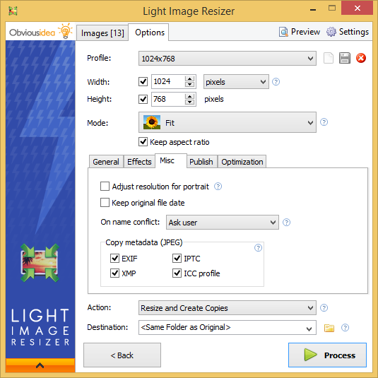 light image resizer key